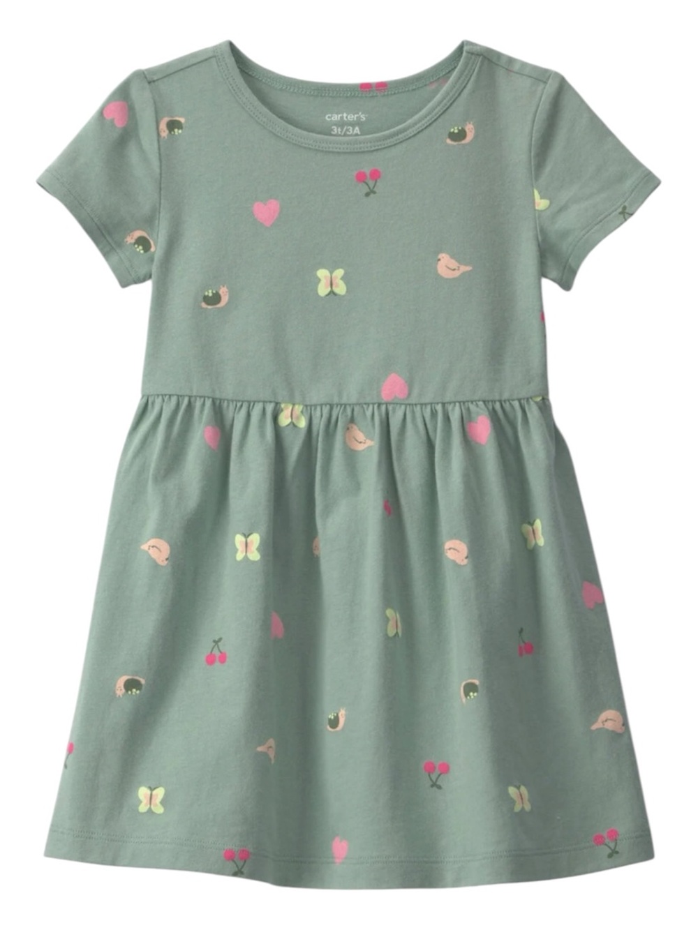 Carter's Toddler Girl's Floral Short Sleeve Dress in Green